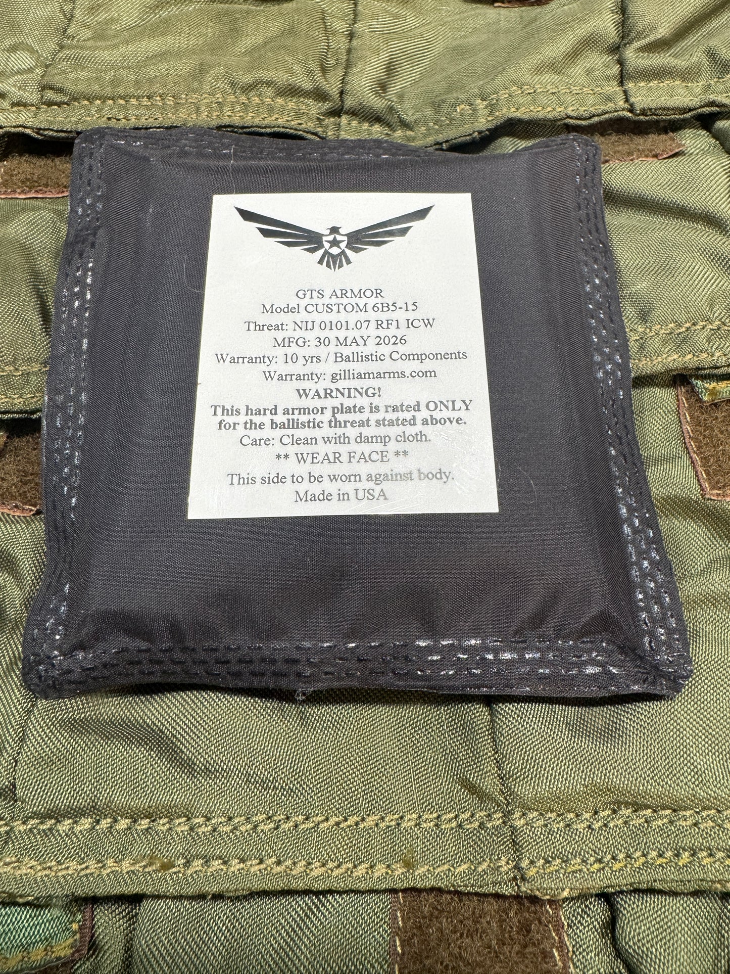 Ballistic tag for Soviet Russian hive style overlapping hard armor panels 6B series vests